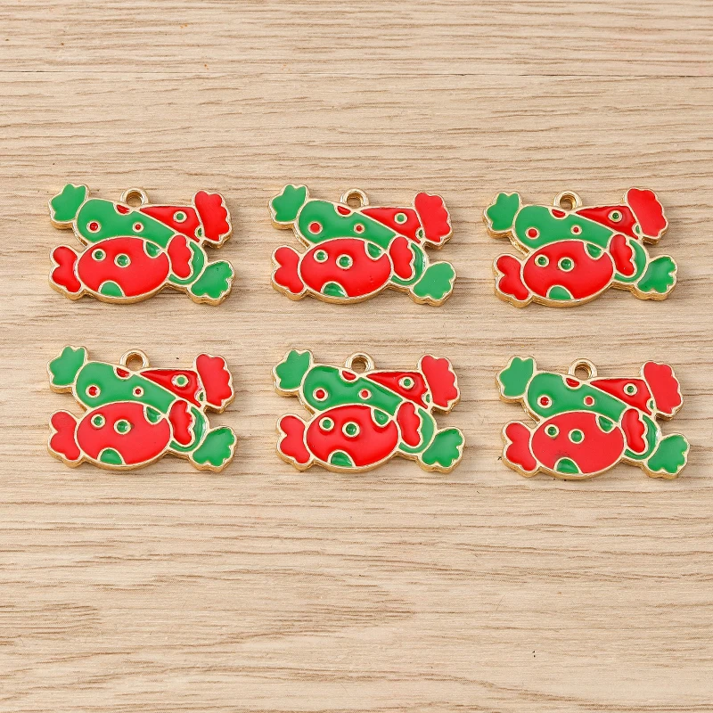 10 Stück gemischte niedliche Emaille-Anhänger mit Weihnachtsbaum-, Glocken- und Weihnachtsmann-Motiven für die Schmuckherstellung, Ohrringe, Halsketten, DIY-Bastelzubehör – Detail 21