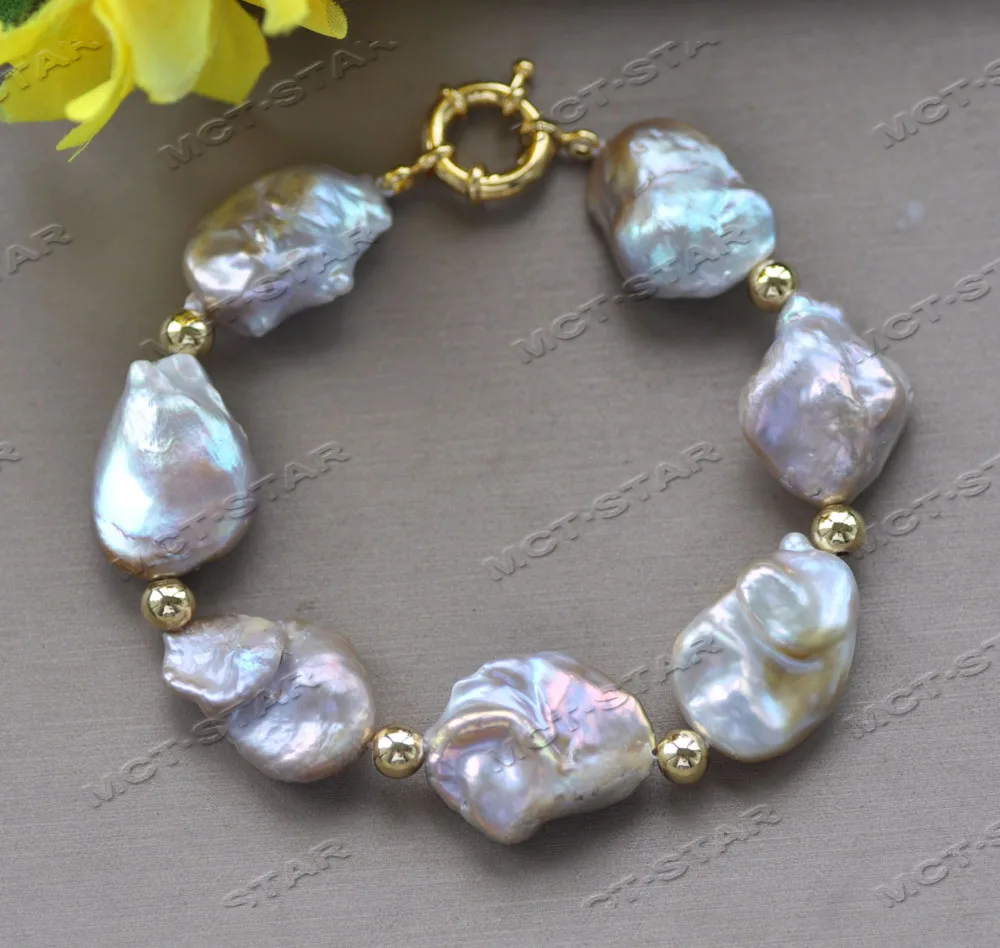 

Z12220 8" 25mm Lavender Baroque Reborn KESHI Pearl Bracelet