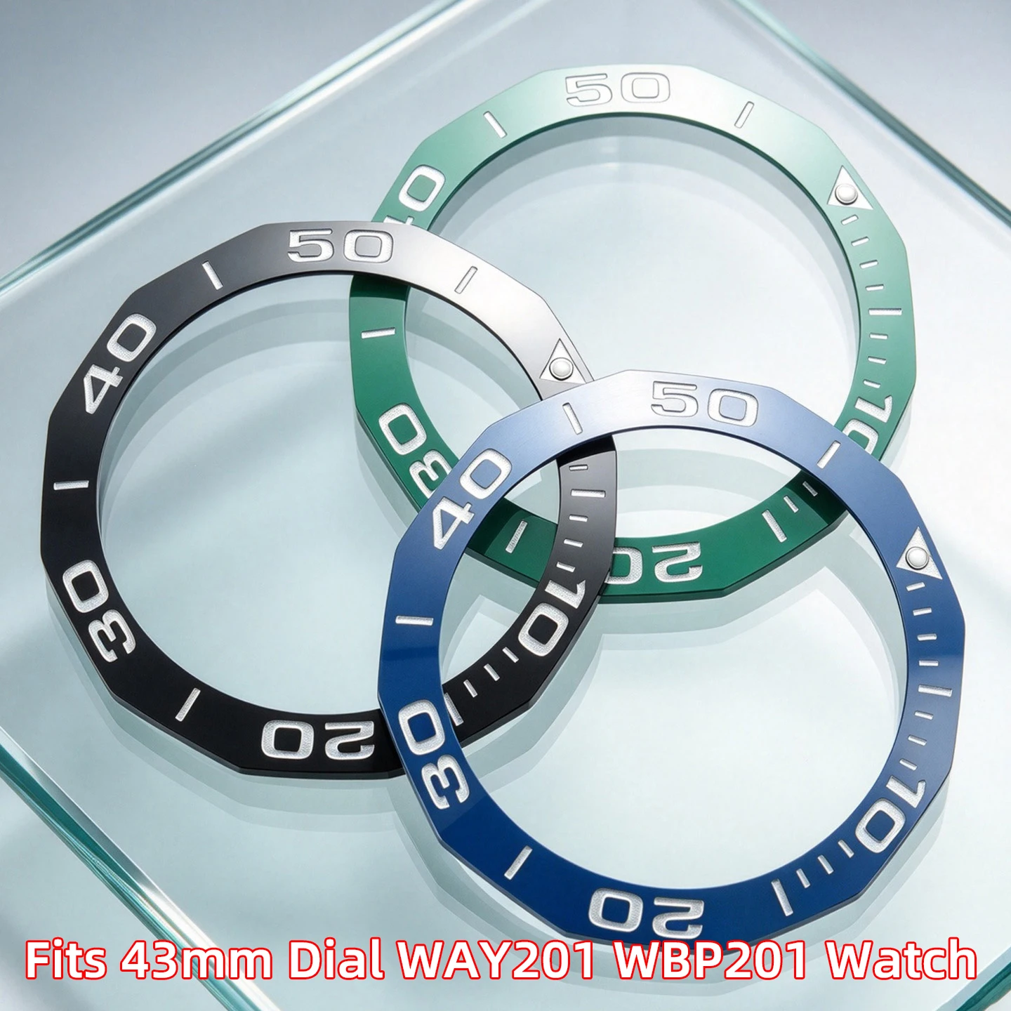 Watch Ceramic Bezel Insert for TAG Heuer Aquaracer WAY201/WBP201, 43mm Diver Digital Outer Ring Replacement Accessories