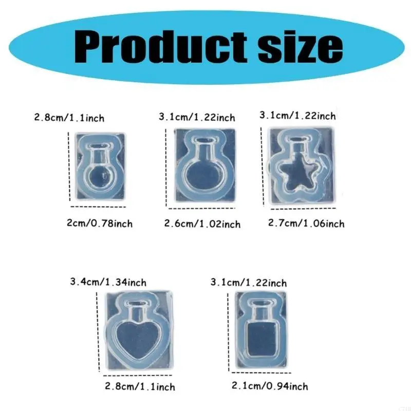 

C71B 5PCS Silicone Resin Molds Message Bottles Moulds Crafting Mold High Transparency