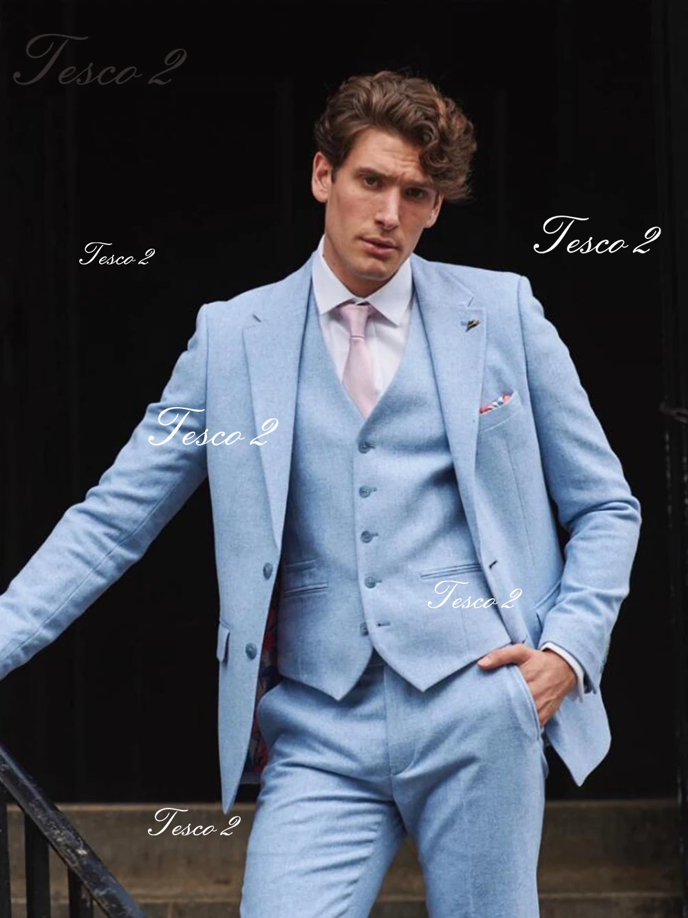 

Soft Sky Blue Men Suit For Wedding Party Suit For Men High Quality Luxury Men's Suit Fashion For Spring Autumn Suit