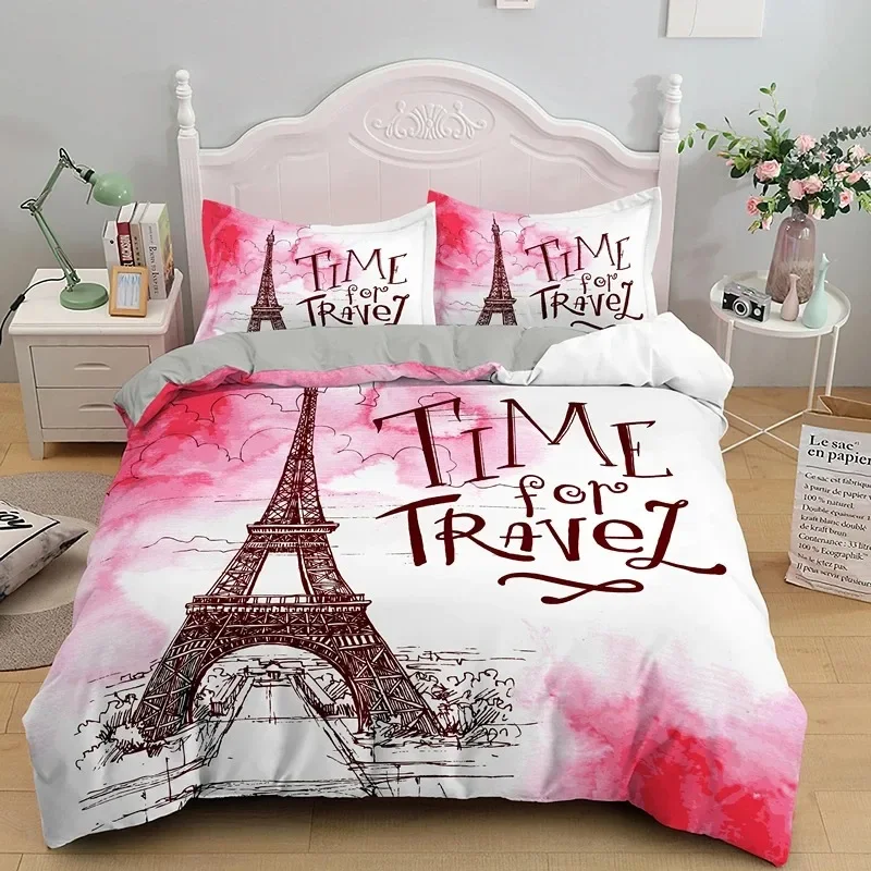 

Eiffel Tower Paris Famous Architecture Comfortable Duvet Cover Pillowcase Bedding Set Children Bedroom Decoration Home Textile