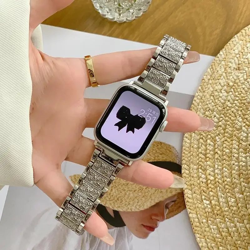 Diamond Bling Strap For Apple Watch Band  49-45-40mm 44-41mm 46-42mm Metal Belt For IWatch Series 10 9 8 7 SE 6 5 Women Bracelet