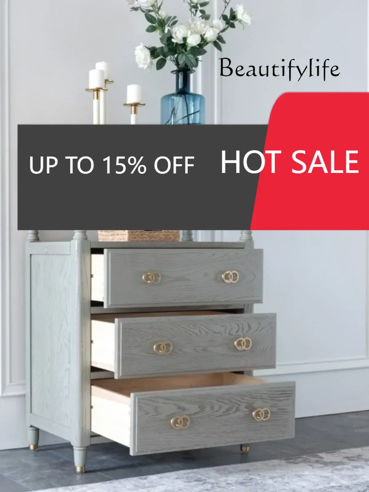 

Комод S45 в американском ретро-стиле, состаренный, из массива дерева, в стиле лайт-люкс, высококачественный, серый, для спальни, современный минимализм