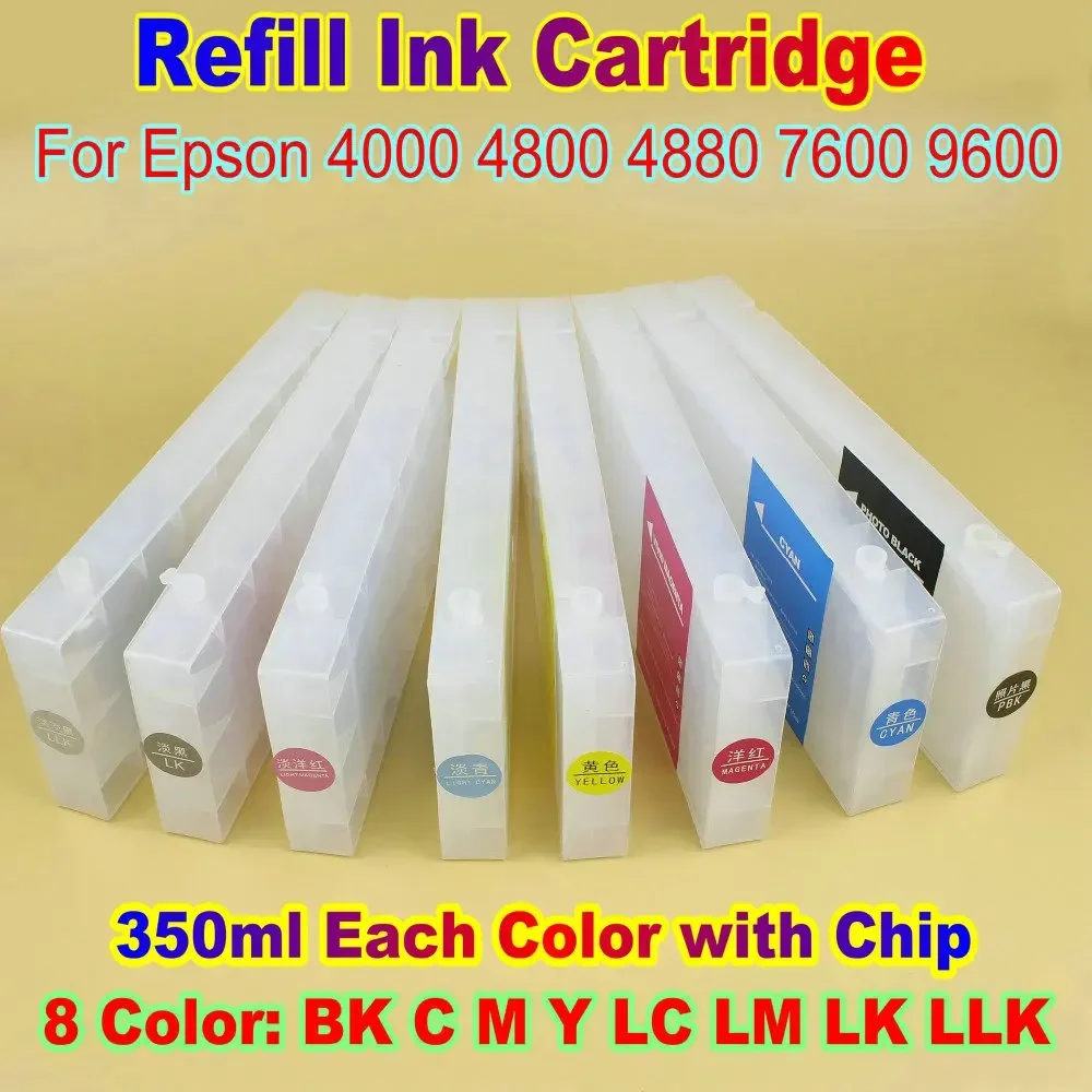 4880 4800 4000 ที่ว่างเปล่าตลับหมึกเครื่องพิมพ์สําหรับตลับหมึกเติม Epson 4800 4880 4000 7600 9600 ตลับหมึกเปล่าพร้อมชุดชิป