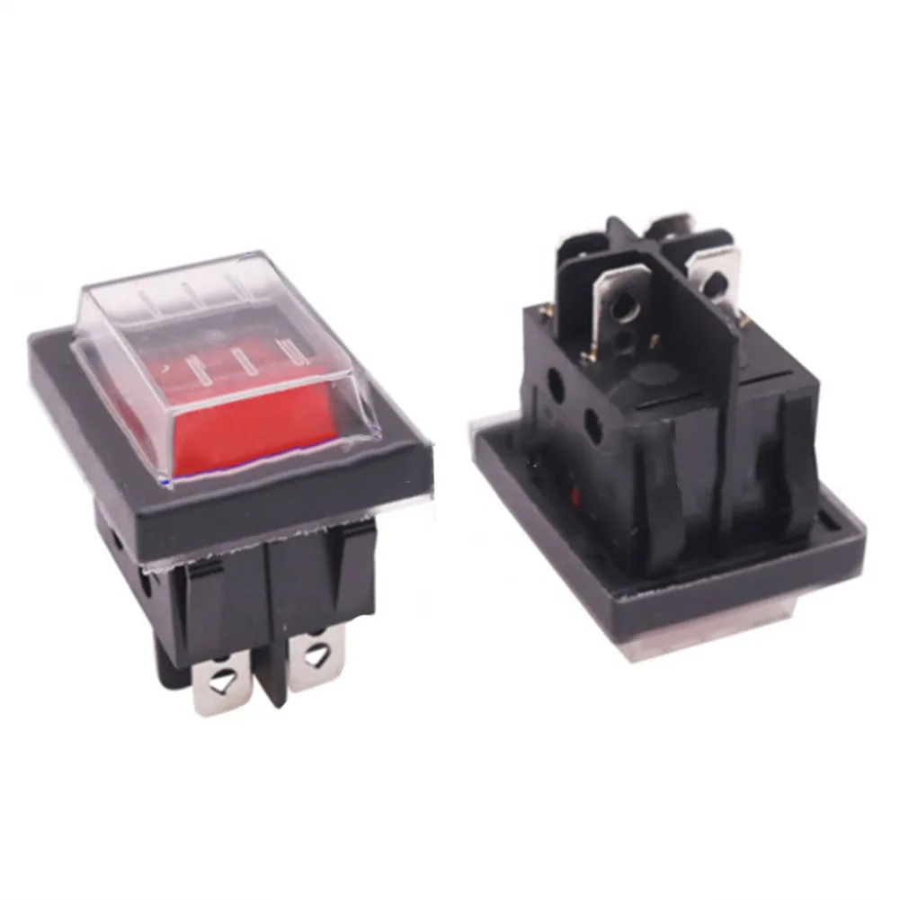 1pc Rocker Switch With Waterproof Cover Device Switch 2 Poles (4 Pins) 16A 250V Rocker Power Button Switches Electrical Supplies