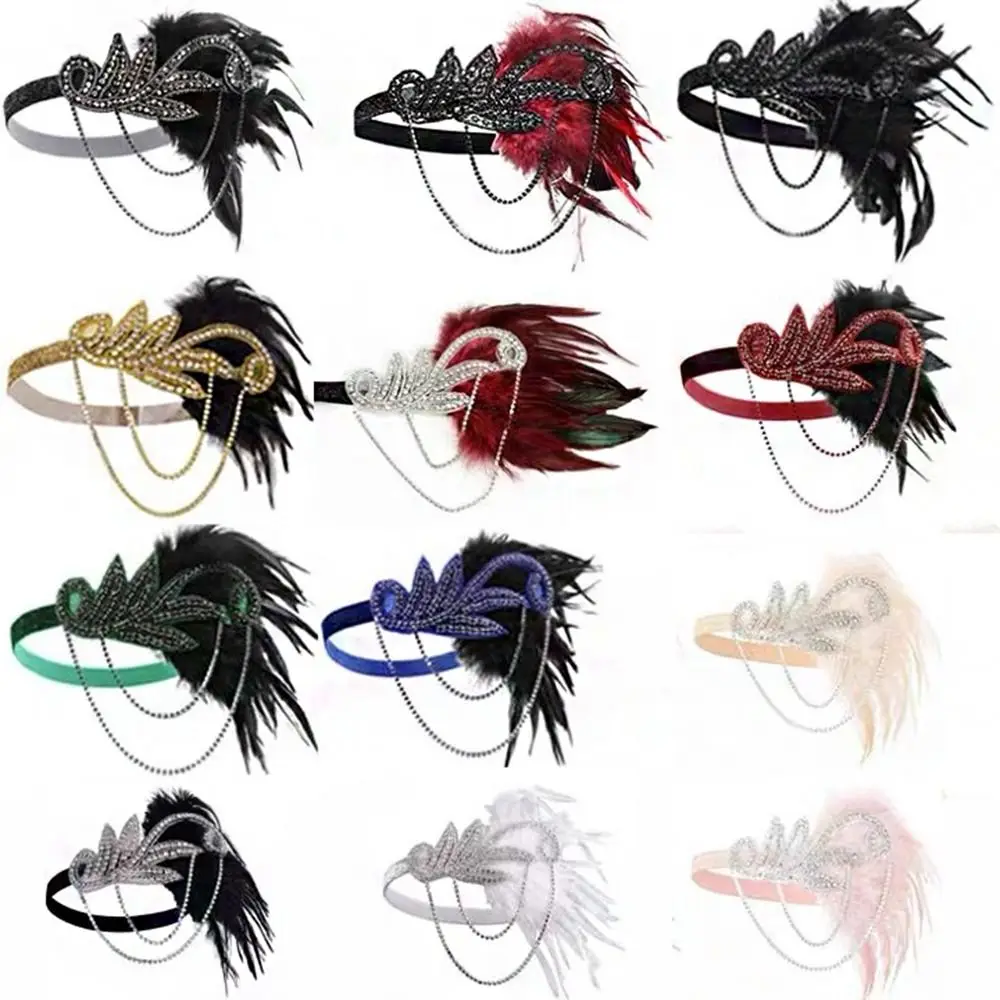 Nappe Accessori per capelli Fascia per capelli con paillettes Fascia per capelli in stile coreano Accessori per capelli per feste in maschera Copricapo di piume