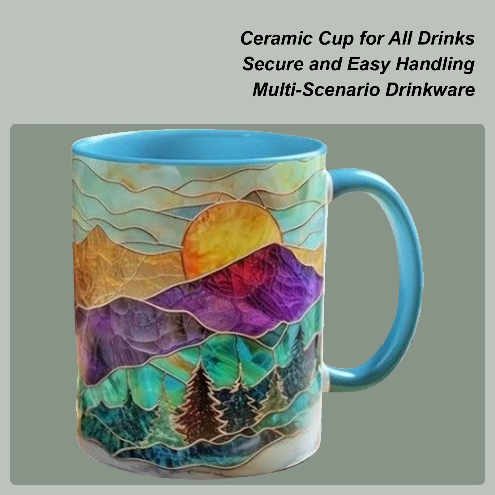 Coffee Mug Watercolor Sunset Design Latte Drinkware Cute Coffee Mugs for Cappuccino Milk Cocoa Wine Juice Beer Kitchen Cafe