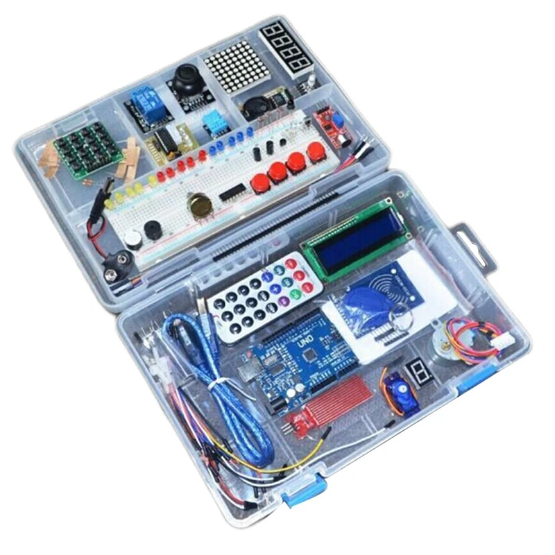 

Комплект обучения RFID LCD 1602, обновленная усовершенствованная версия, стартовый комплект для Arduino UNO R3, программируемый робот с открытым исходным кодом, комплект «сделай сам»