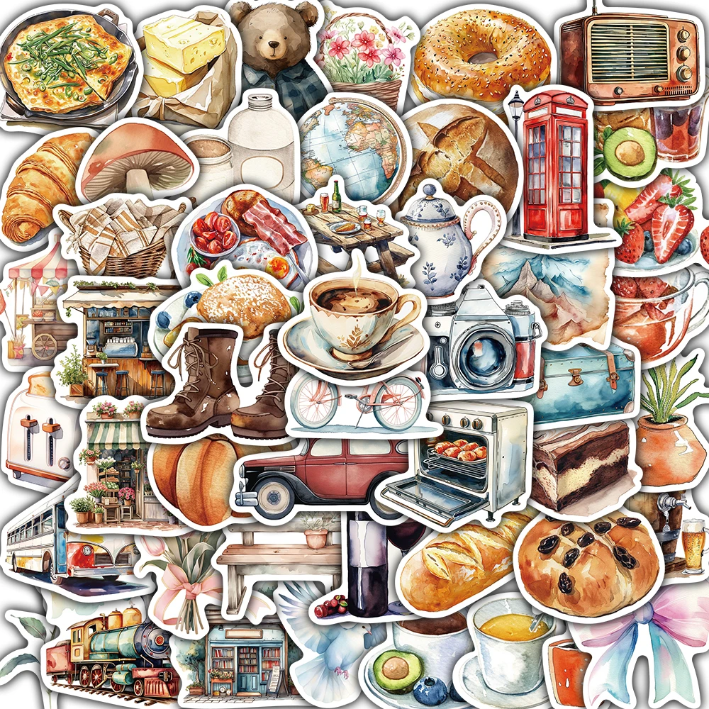 50PCS Long Holiday Print Stickers Harajuku Aesthetic Laptop Coffee Waterproof Decoration Guitar Phone Suitcase Luggage Sticker