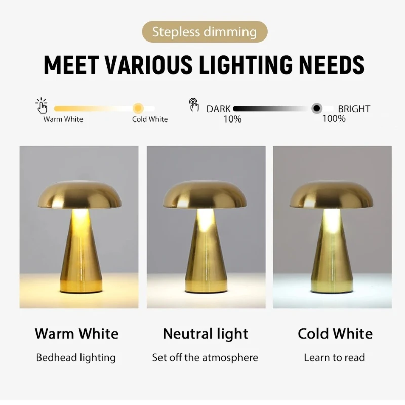 Lâmpadas de mesa led usb recarregável toque escurecimento luz da noite 3 cores sem fio atmosfera quarto cabeceira lâmpadas leitura decoração luz