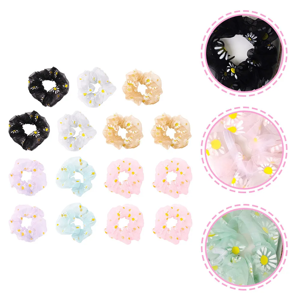 

15Pcs Candy Color Flower Hair Accessories for Women Elastic Scrunchies Ponytail Holders Stylish Hair Ties Daily Party Wedding