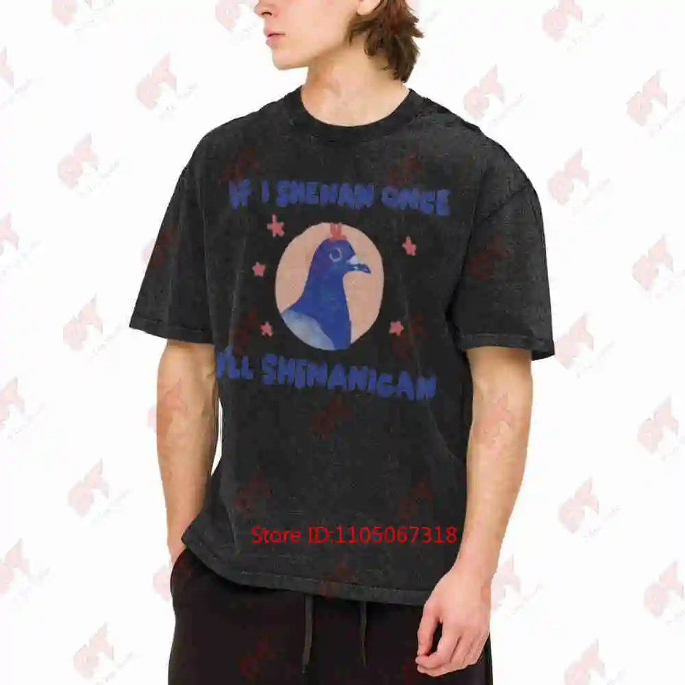 If I Shenan Once I'll Shenanigan Pigeon Weird Vintage Washed Tee Pure Cotton T-Shirt