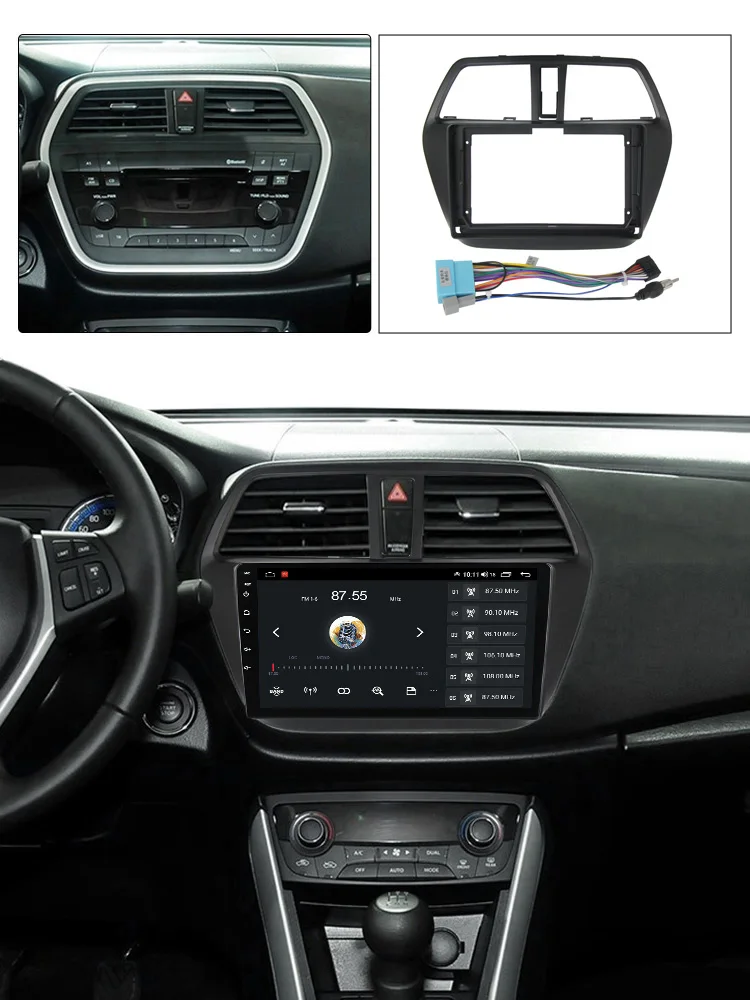 9 Inch Radio Frame voor Suzuki SX4 S-cross 2012 14 16 Android MP5 Speler Panel Kabel 2 Din Unit Bezel Faceplate Auto Accessoires