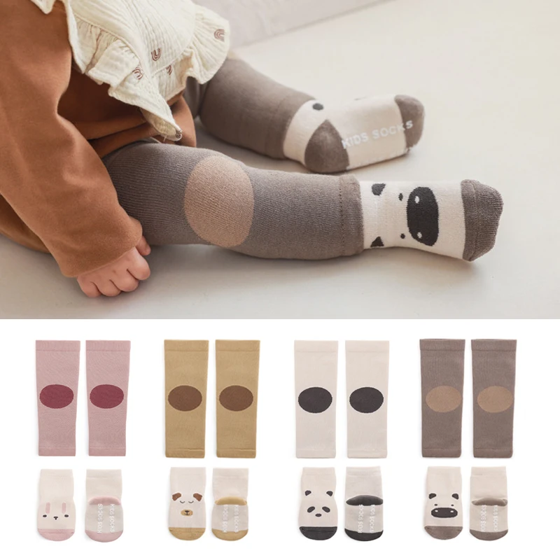 Cute Cartoon Baby Girls Boys Toddlers Leg Warmer Cotton Non Slip Floor Walking Socks Set Kids Winter Warm Stocking Leggings