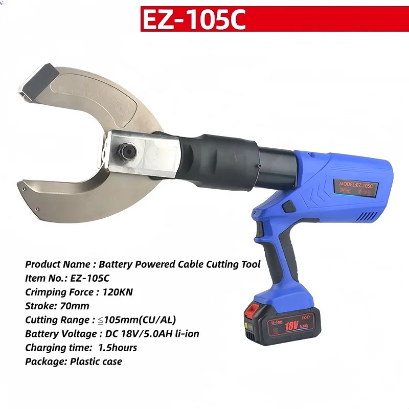 Best Electric Cordless Hydraulic Tools EZ-105C Battery Powered C Head Wire Cable Cutter Armoured Shears Machine For Cutting