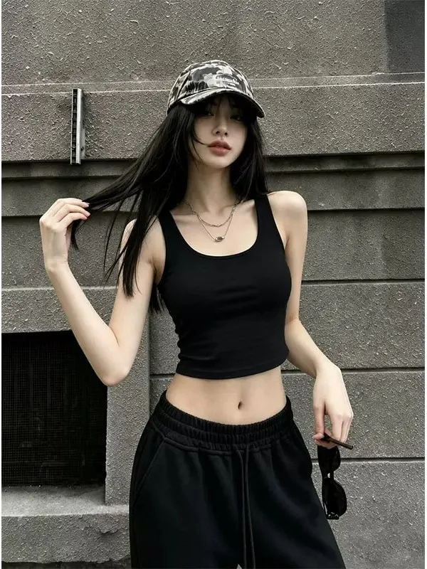 Cool Spicy Backless Strap Women's Fitness Yoga Summer T-shirt with Chest Pad Cannon Shoulder Short Top Street Style beyond Pi...