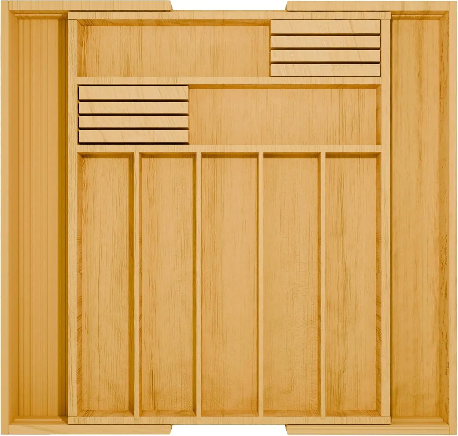 

Super Eco Bamboo Tray Silverware Organizer Hardware Organizer Cutlery, 9 Slots