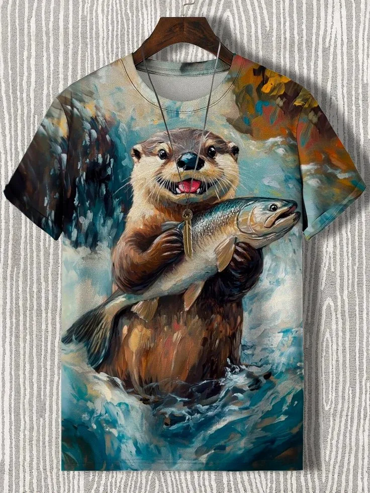 

Мужская футболка с забавным животным принтом, топы с короткими рукавами, футболки с 3D принтом и круглым вырезом, повседневная летняя мужская одежда для вечеринок, одежда