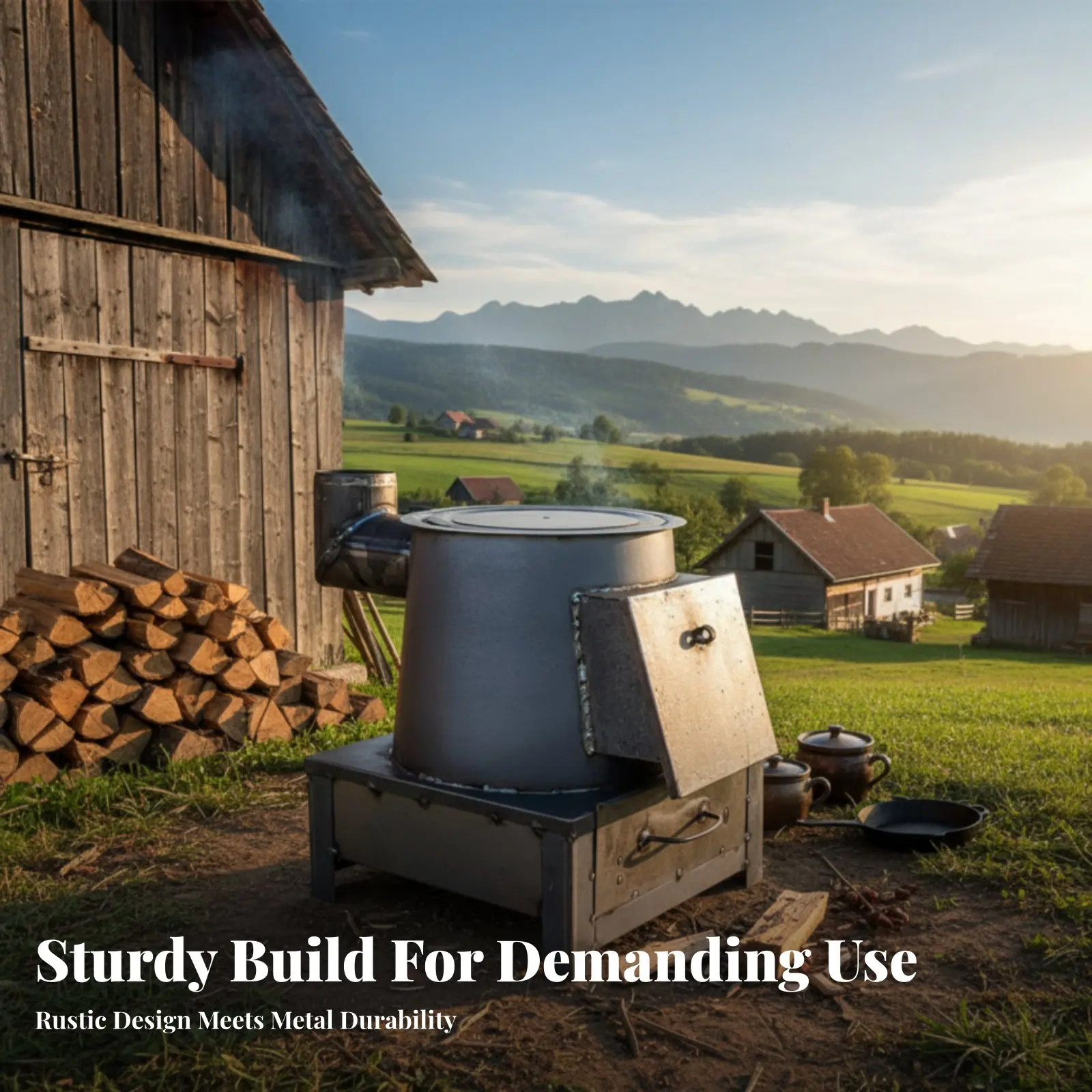 

Большая дровяная печь для сельского дома, для использования в помещении и на улице, с усиленным металлическим каркасом