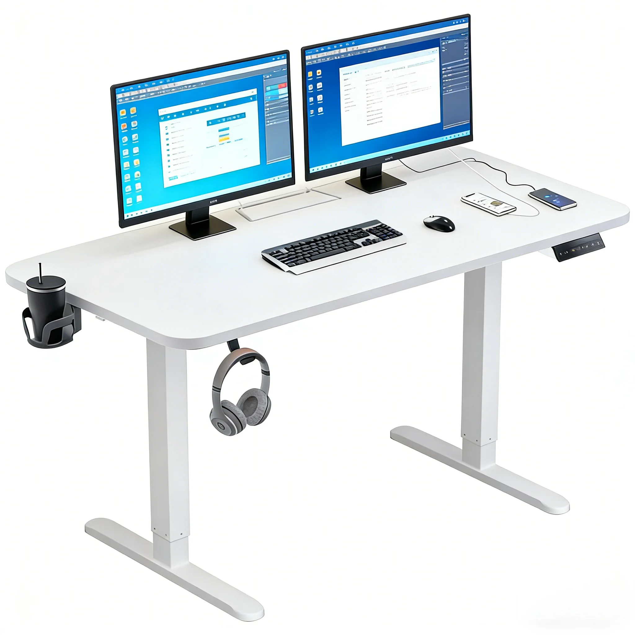 

55"x24" Modern Electric Height Adjustable Desk Standing Desk Computer Desk Office Table for Home & Office