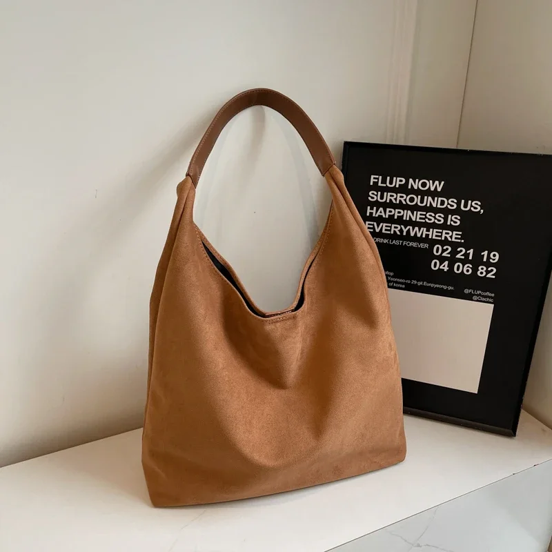 Bolsas de ombro de camurça falsa de grande capacidade com zíper versátil 2025 bolsas de alta qualidade para mulheres bolsas femininas simples de deslocamento