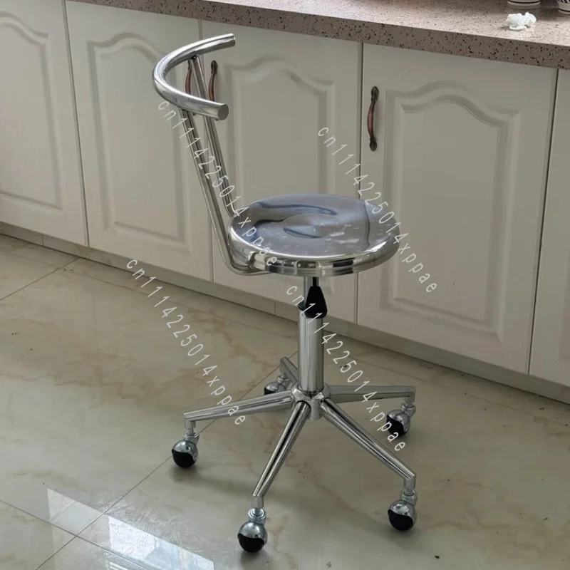 Lab Chair With Backrest Barber Chair for Salon Heavy-Duty Lifting Bar Stools Stainless Steel Adjustable Height Stool Simple
