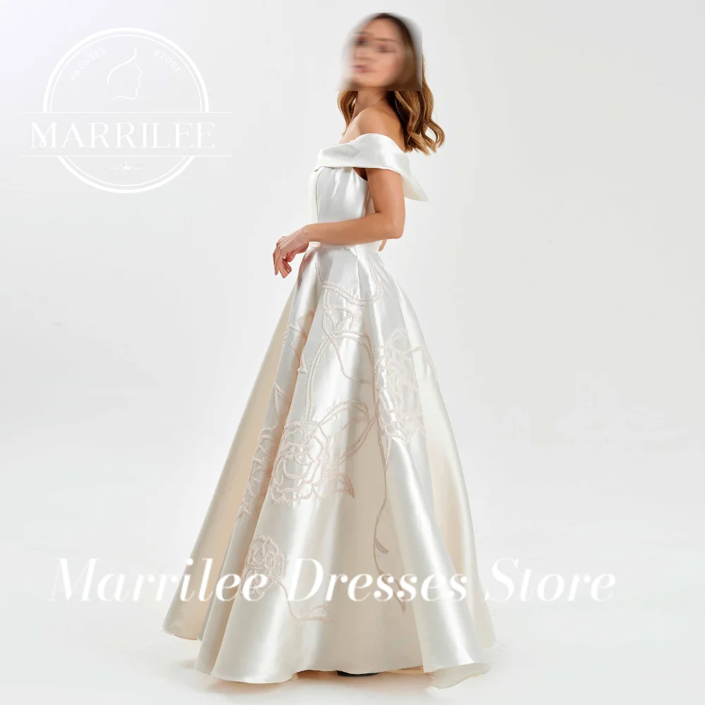 Marrilee-vestidos de mujer personalizados, sin mangas, Color sólido, hasta el tobillo, sin tirantes, corte en A, cola de barrido de satén, para ocasiones especiales