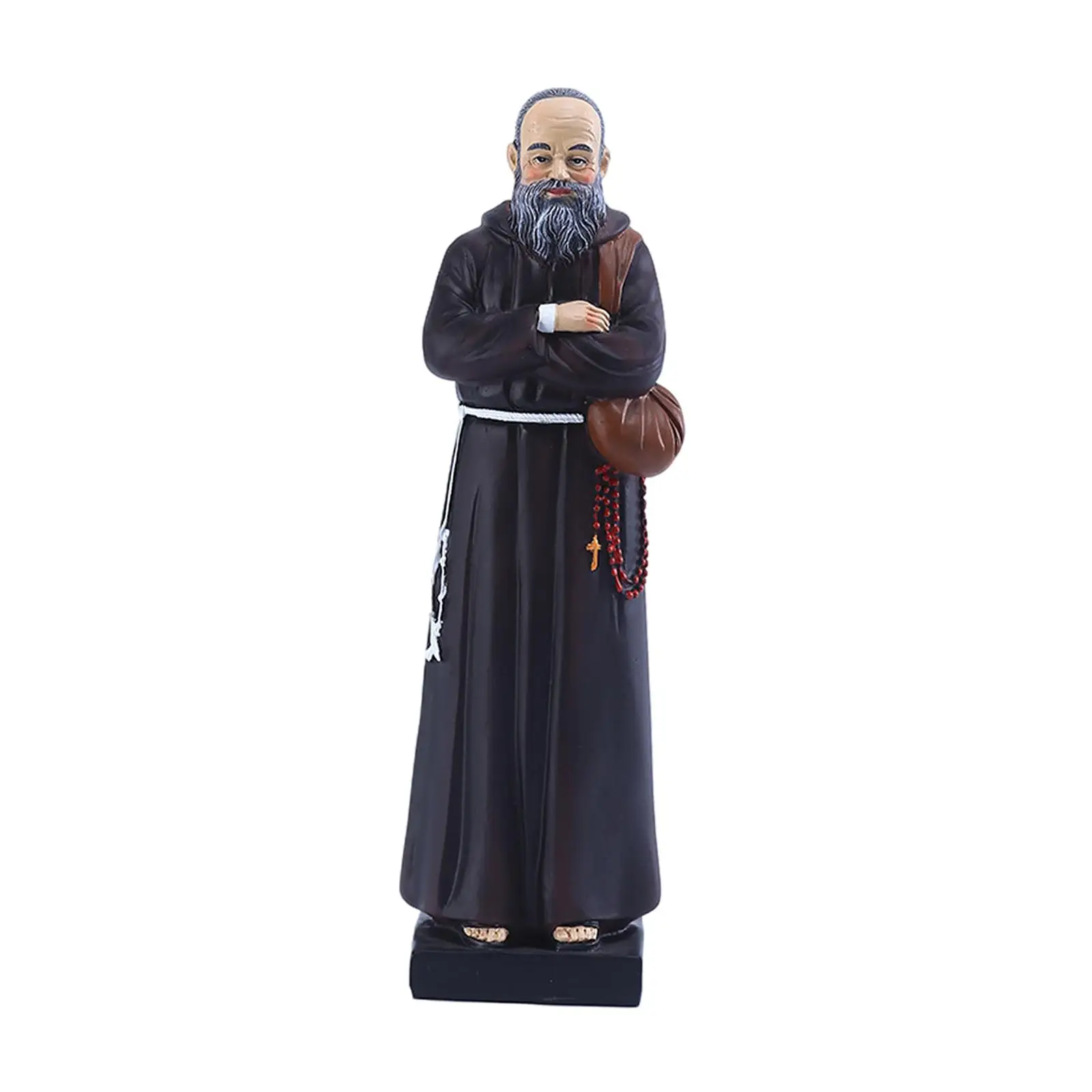 Resin Serious Priest Statue Religious Sculpture Collectibles Blessed Crafts Catholic Hand-Carved Figure for Church Home Ornament
