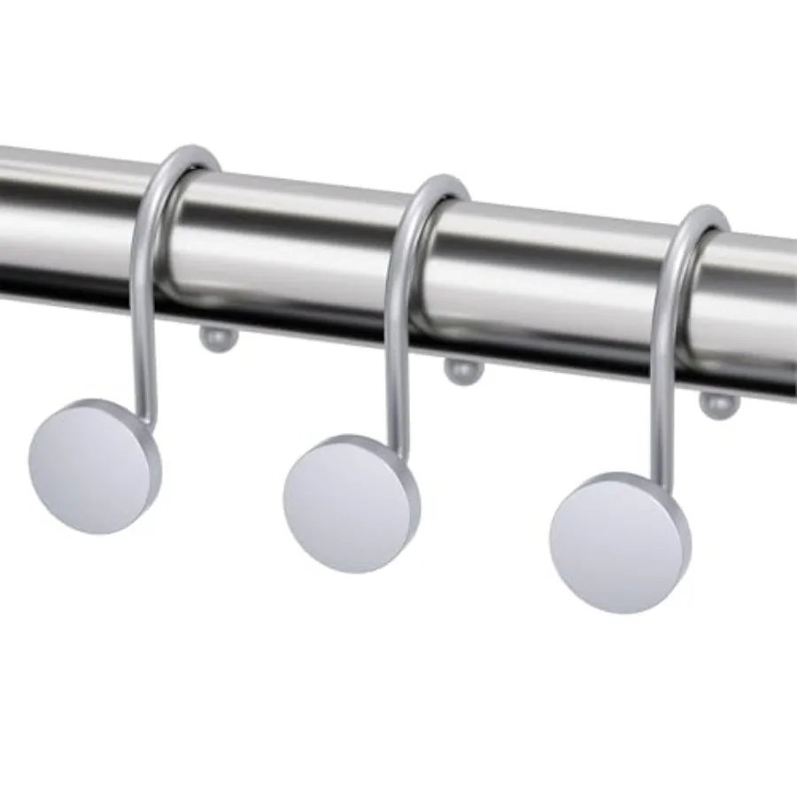 

Shower Curtain Hooks Silver Shower Curtain Rings, Heavy Duty Modern Decorative Shower Curtain Hooks Rust Proof Shower Hooks for