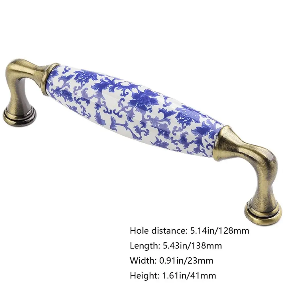 

Ceramic 76mm/96mm/128mm Creative Antique Furniture Blue And White Door Handle Dresser Cabinet Handles Drawer Knobs Pull Handles