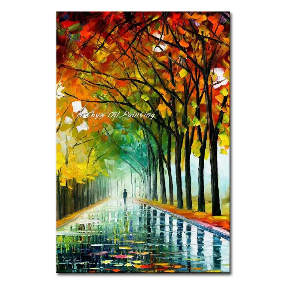 

Hand Painted Thick Texture Tree Picture Handmade Modern Art,Abstract Landscape Oil Painting on Canvas,For Living Room,Home Decor