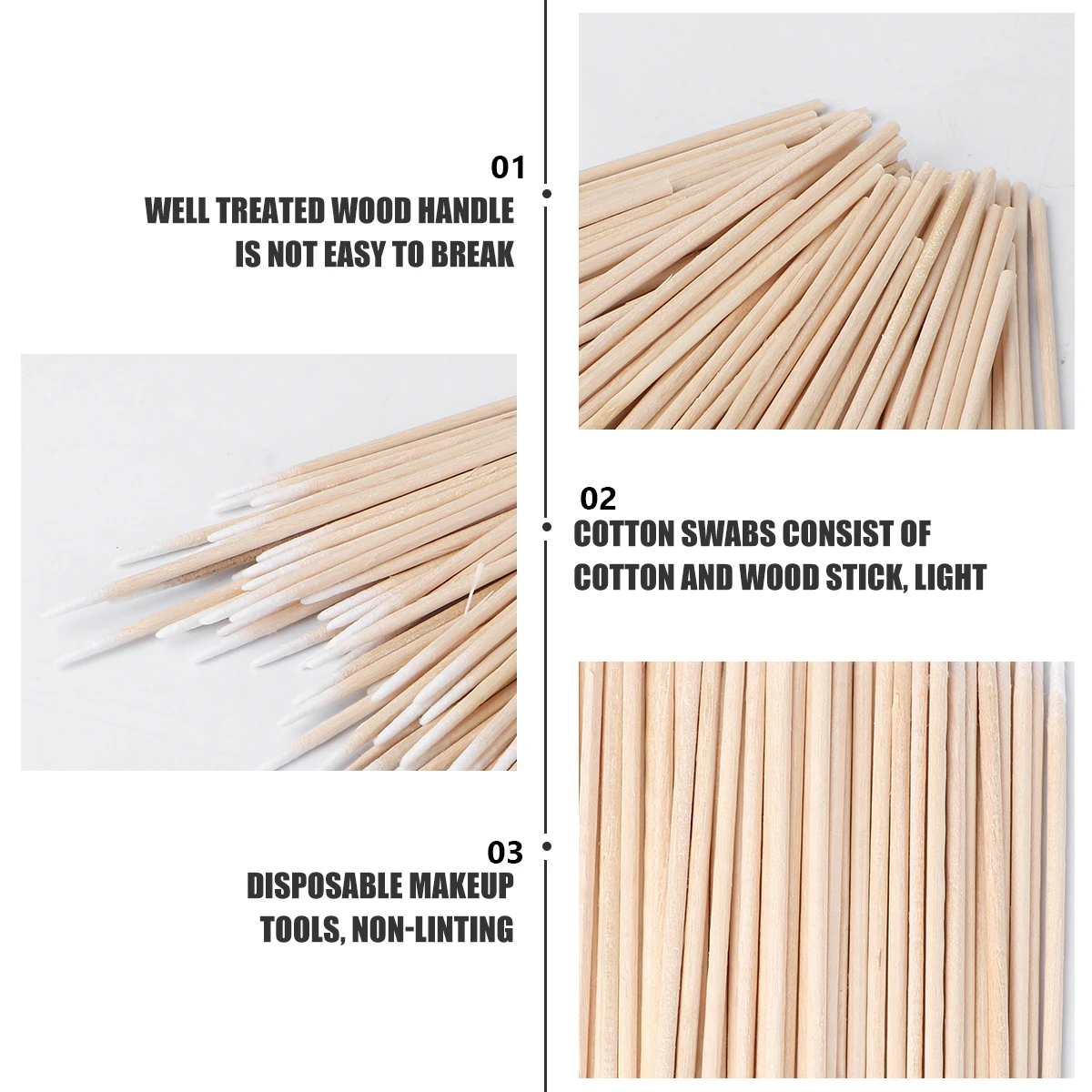 

400pcs Single Pointed Head Cotton Swabs Disposable Wooden Stick For Makeup Nail Art Salon Home Use Ear Cleaning 7Cm Length