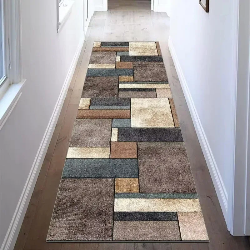 VIKAMA Modern Geometric Rug Stain-Resistant & Non-Slip Entrance Hallway Doormat Corridor & Kitchen Rug Home Decor
