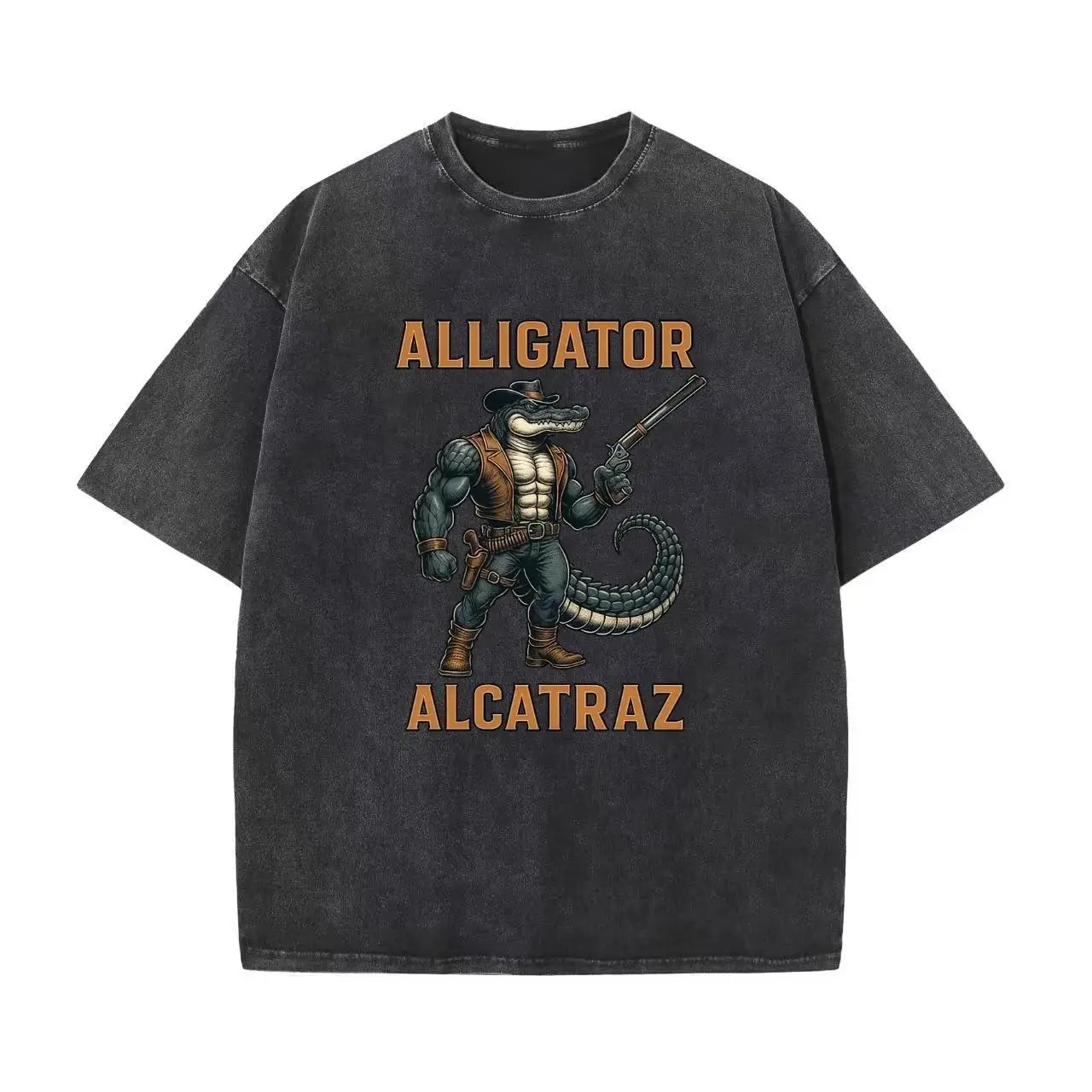 

"Alligator Alcatraz T-Shirt for Men & Women | Cowboy Croc Western Graphic Tee | Vintage Washed Streetwear Top | Funny Gift"