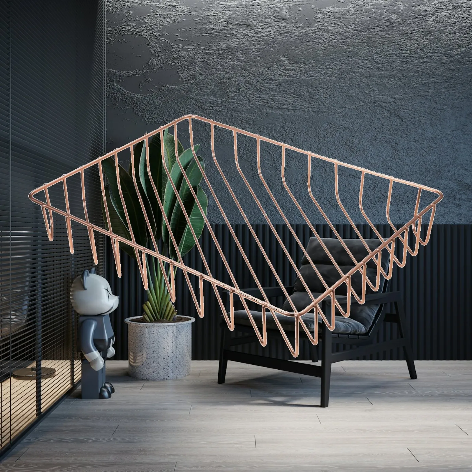 Open Wire Basket Rose Gold for Holding A4 Files Fruit Snacks Clothes Household Items Modern Desk Decor
