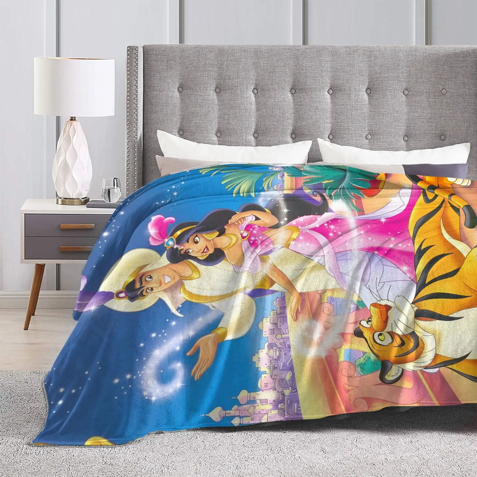 علاء الدين الياسمين الكرتون بطانية دافئة رقيق أفخم رمي بطانية للأريكة السرير الزخرفية الفانيلا المفرش غطاء السرير