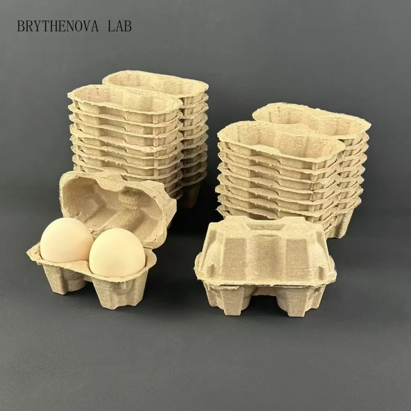 50pcs 2 Pieces Disposable Egg Tray Transport Carton Egg Pulp Tray with Cover Packaging Boxes Supermarket Sales Packaging