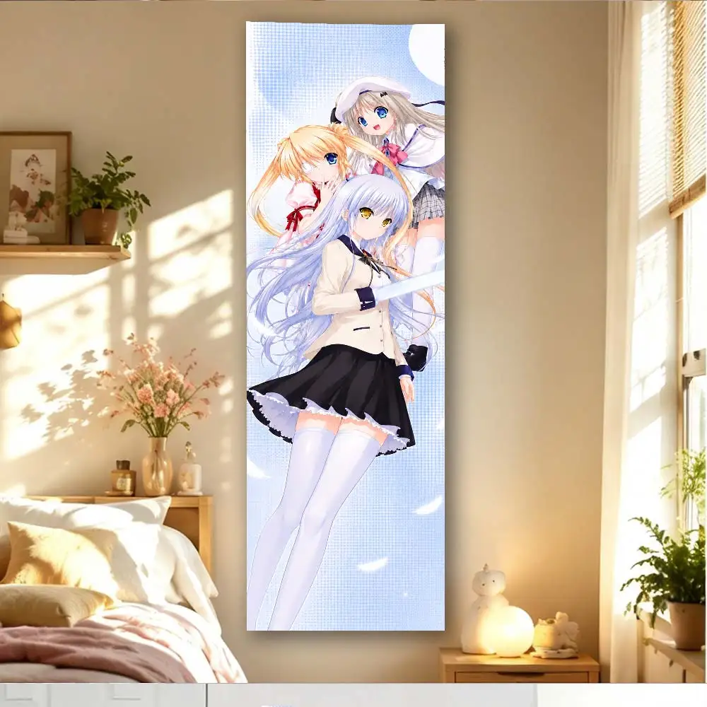 Angel Beats! Anime Girls Vertical Long Tapestry Kawaii Blue Wall Hanging