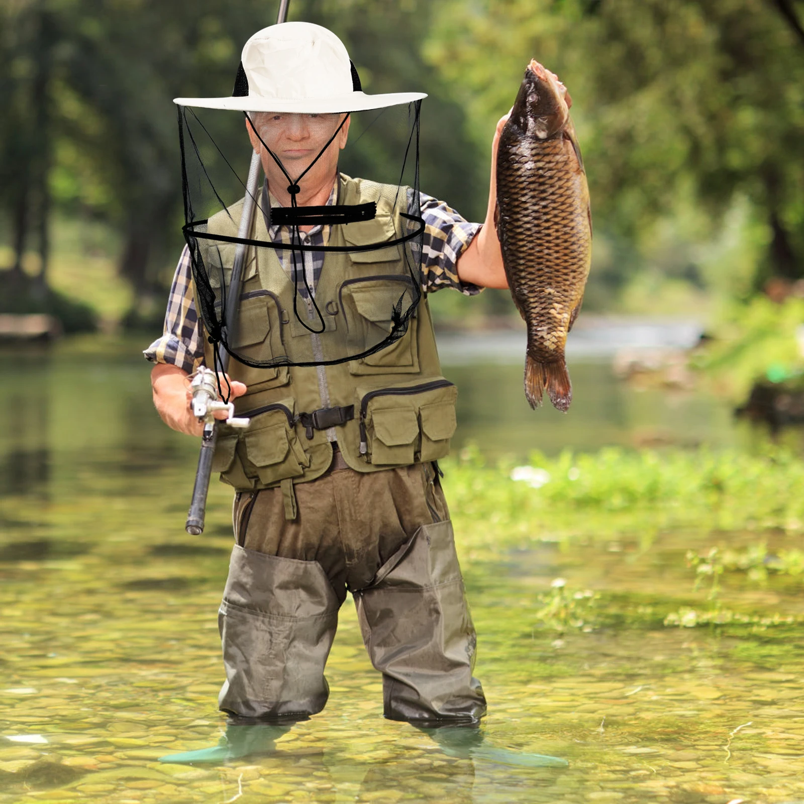 

Lightweight Portable Mosquito Repellent Hats High End Material Ventilated Anti Insect Caps For Outdoor Activities