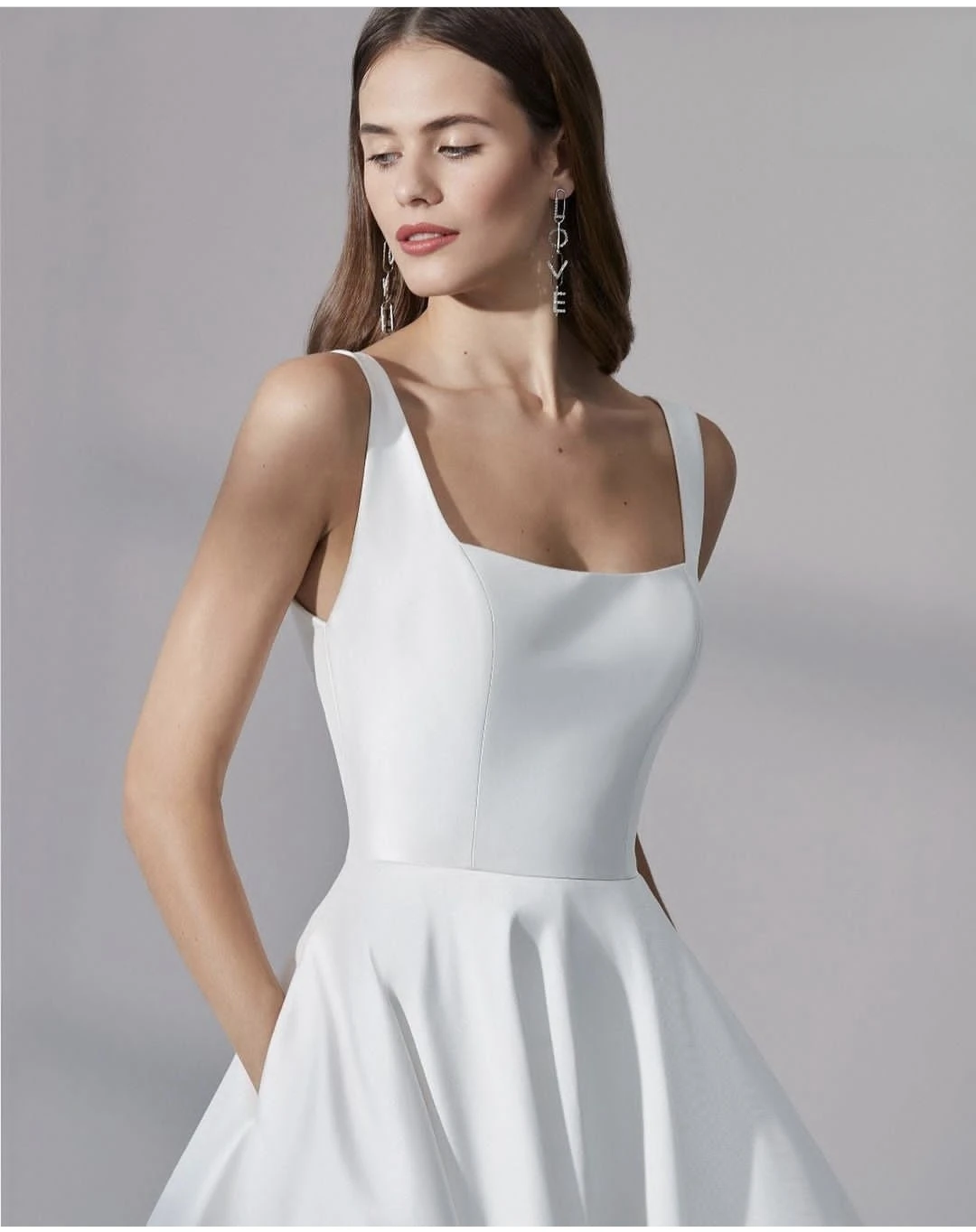 Robe de mariée simple avec poche, ligne A, longueur au sol, personnalisée sur mesure, superbes patients, quel que soit le dos nu, 2024