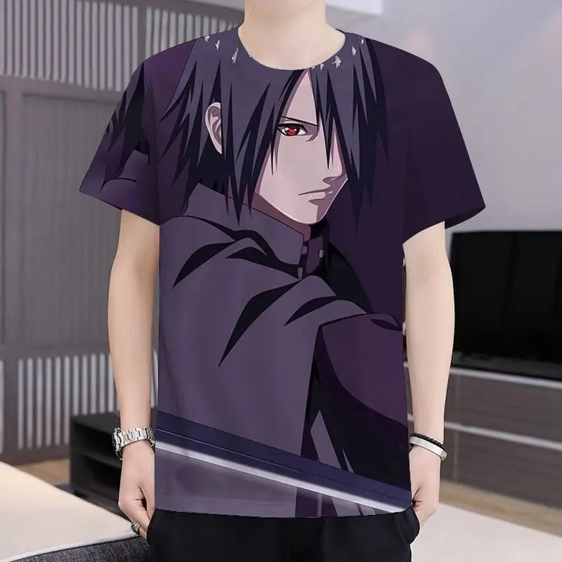 เสื้อผ้าอนิเมะนารูโตะสำหรับผู้ชายเสื้อยืดพิมพ์ลาย 3 มิติชุดฤดูใบไม้ผลิและฤดูร้อนสำหรับนักเรียนและวัยรุ่นแขนสั้นอเนกประสงค์