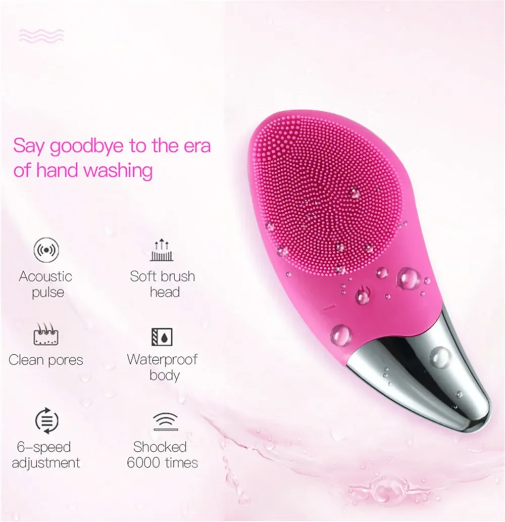 Ultrasonic Electric Silicone Face Cleansing Pore Deep Cleaning Skincare Massager Facial Vibration Massage Relaxation Tool - Image 2