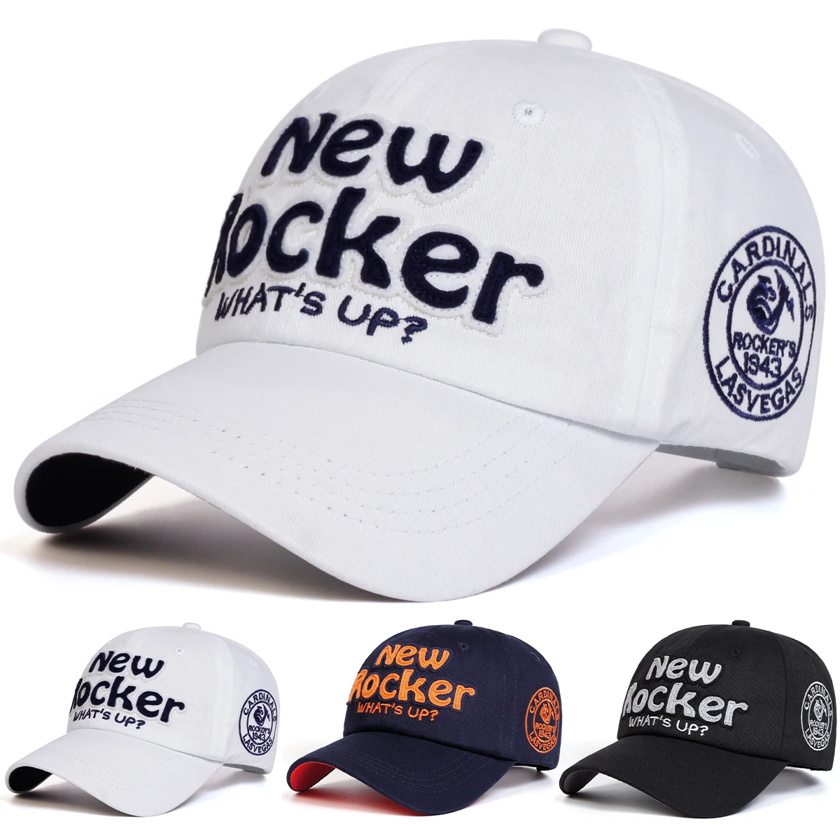 Unisex NEW ROCKER Baseballkappen mit Buchstabenstickerei, Frühling und Herbst, verstellbare Freizeithüte für den Außenbereich, Sonnenschutzhut, Sportkappe
