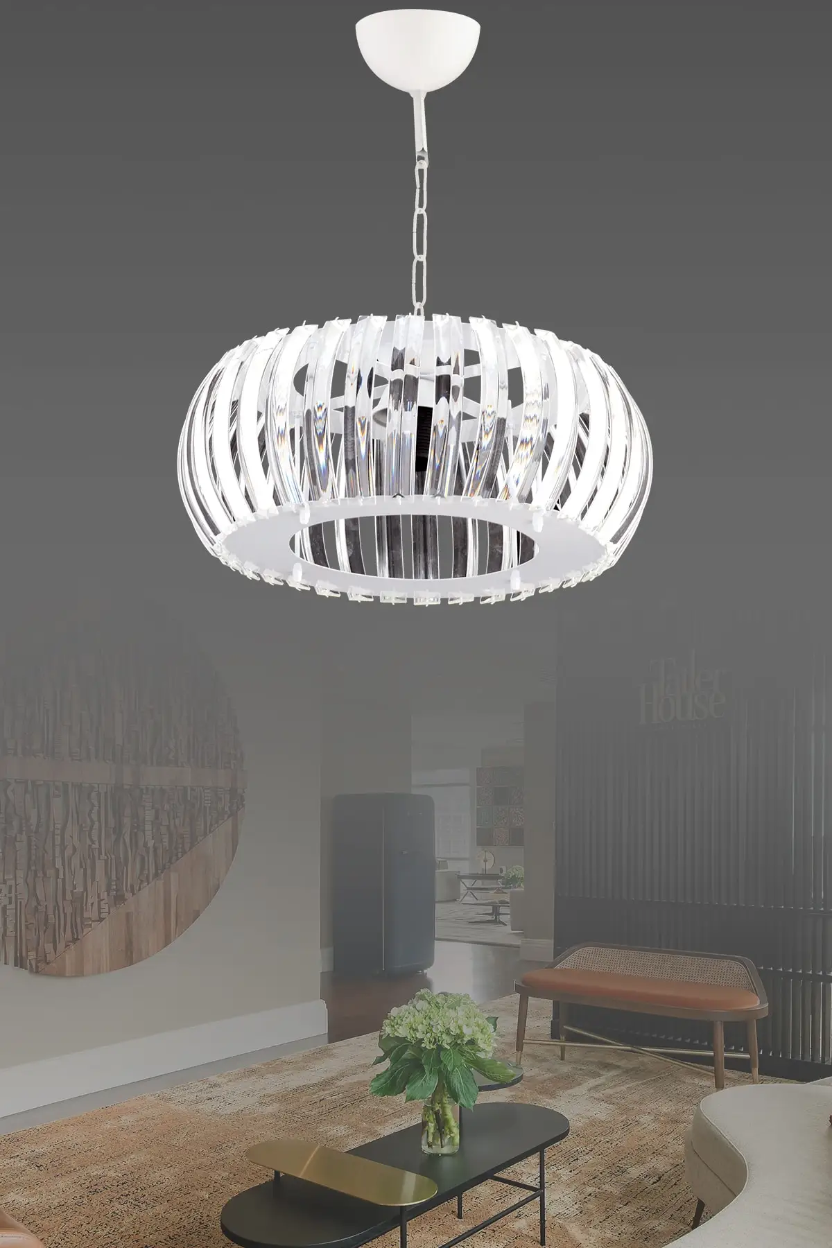 

Venus Pendant Lamp White 30 Cm Crystal Stone Chandelier luxury decor