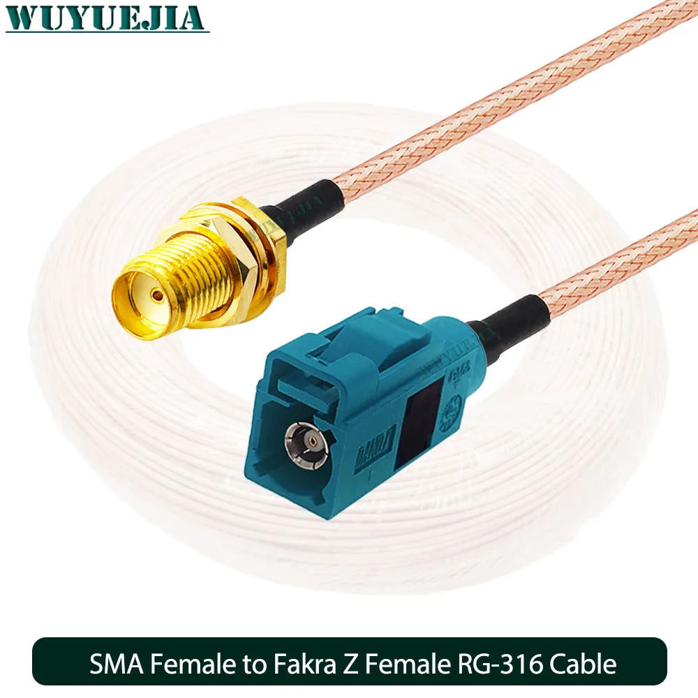 10CM-15M azul agua Fakra Z macho a SMA hembra RG316 Pigtail Cable Coaxial RF navegación para coche antena GPS adaptador Cable de extensión
