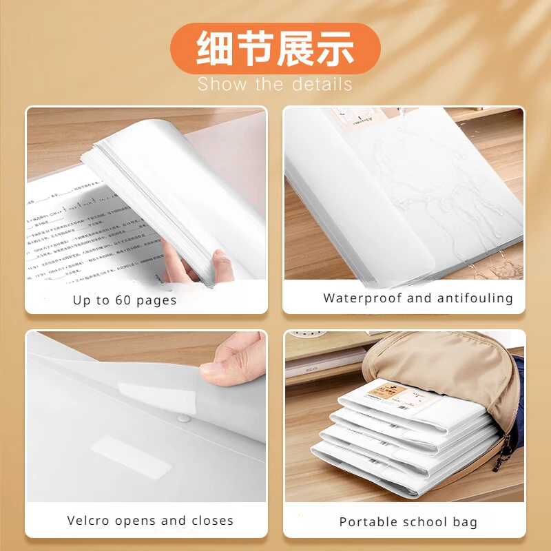 Sunwood A3 Folder for Large Capacity Test Paper Spiral Binder File Organizer with Transparent Inserts 3957