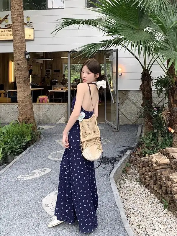 Sukienki Bez Rękawów Damska Sukienka Elegancka Wiosenna Jedwabna Prześwitująca Transparentna Kwiatowa Warstwowa Piknikowa Zwiewna Delikatna Miękka