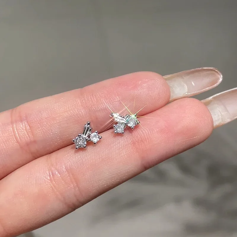

925 Sterling Silver Geometric Mini Zircon Meteor Star Stud Earring for Women Fine Jewelry High Luxury Vintage Accessories
