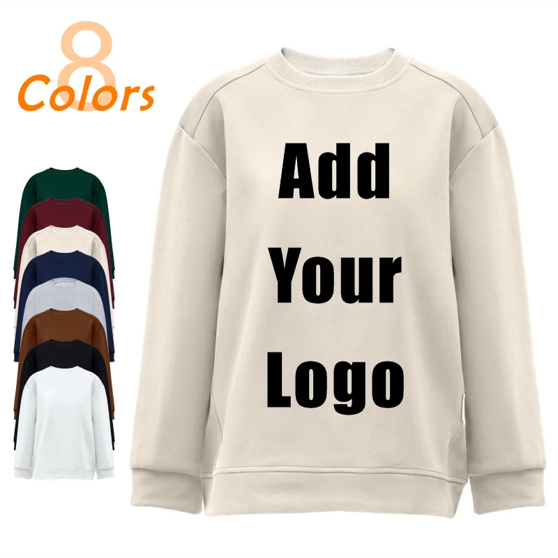 Hochwertiges Unisex-Sweatshirt mit Rundhalsausschnitt, anpassbare Drucke, gestickte Logos, bequeme Herbst-/Winter-Casual-Grundlagen, 2025, neu